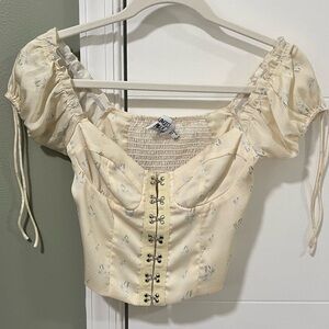 Princess Polly Pastel Yellow Floral Corset Top